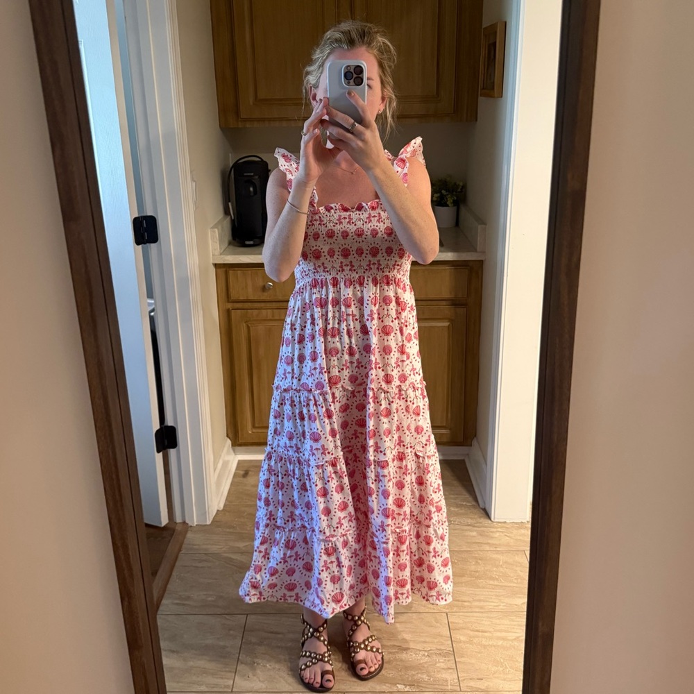 HillHouse Floral Pink and White Maxi Dress